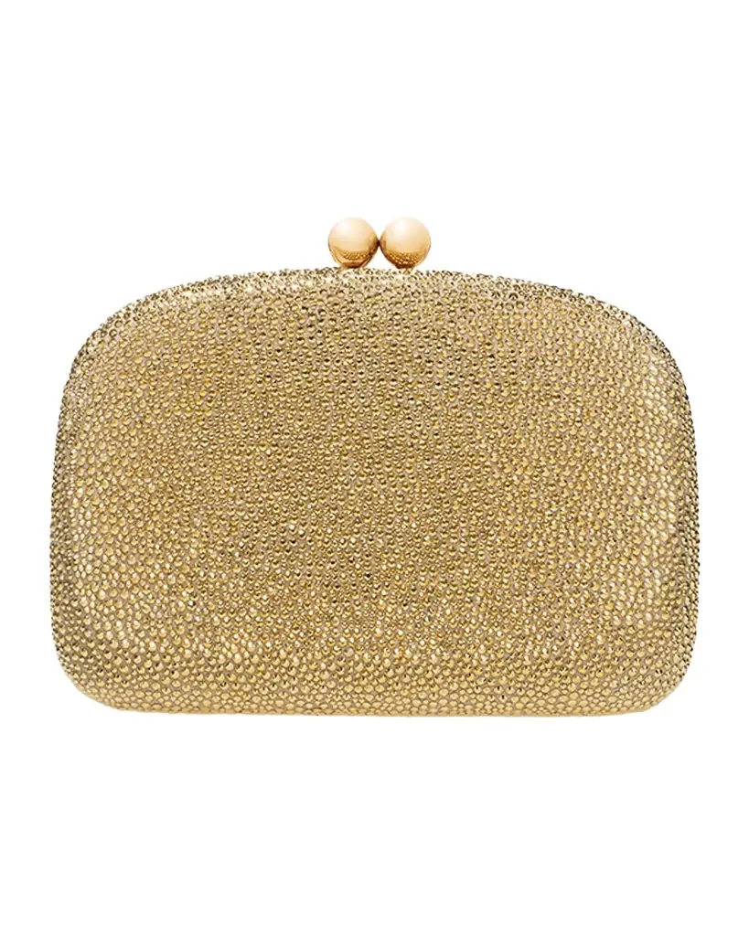 Carolina Herrera Vega Crystal-Embellished Suede Clutch Bag