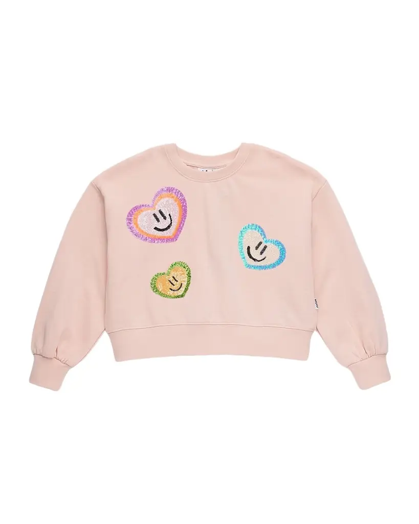 Molo Girl 's Miki Heart-Embroidered Cotton Sweatshirt