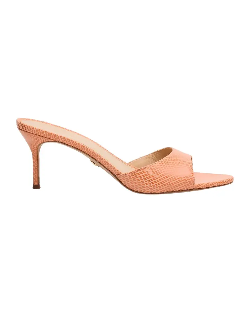 Veronica Beard Tia Embossed Leather Mid-Heel Sandals