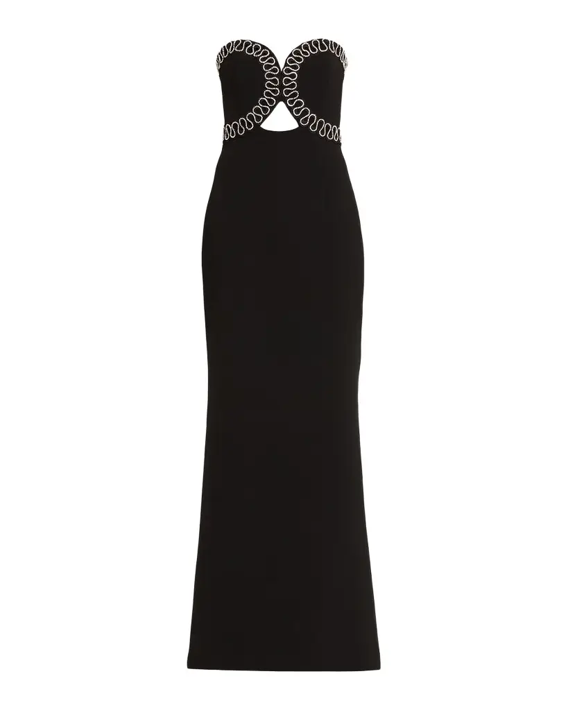 REBECCA VALLANCE Nyx Strapless Diamante-Trim Column Gown