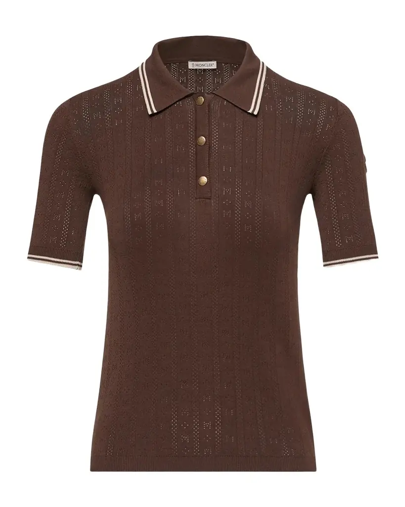 Moncler Short-Sleeve Pointelle Polo Shirt