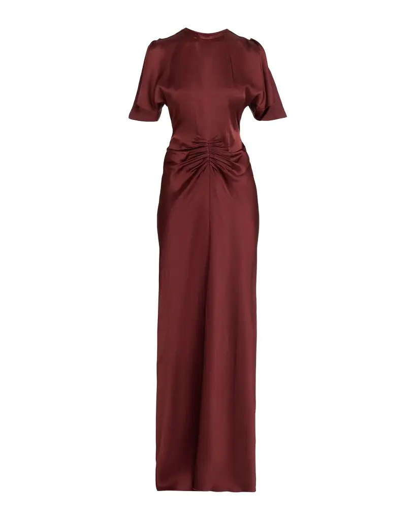 Victoria Beckham Gathered Waist Satin Maxi Dress