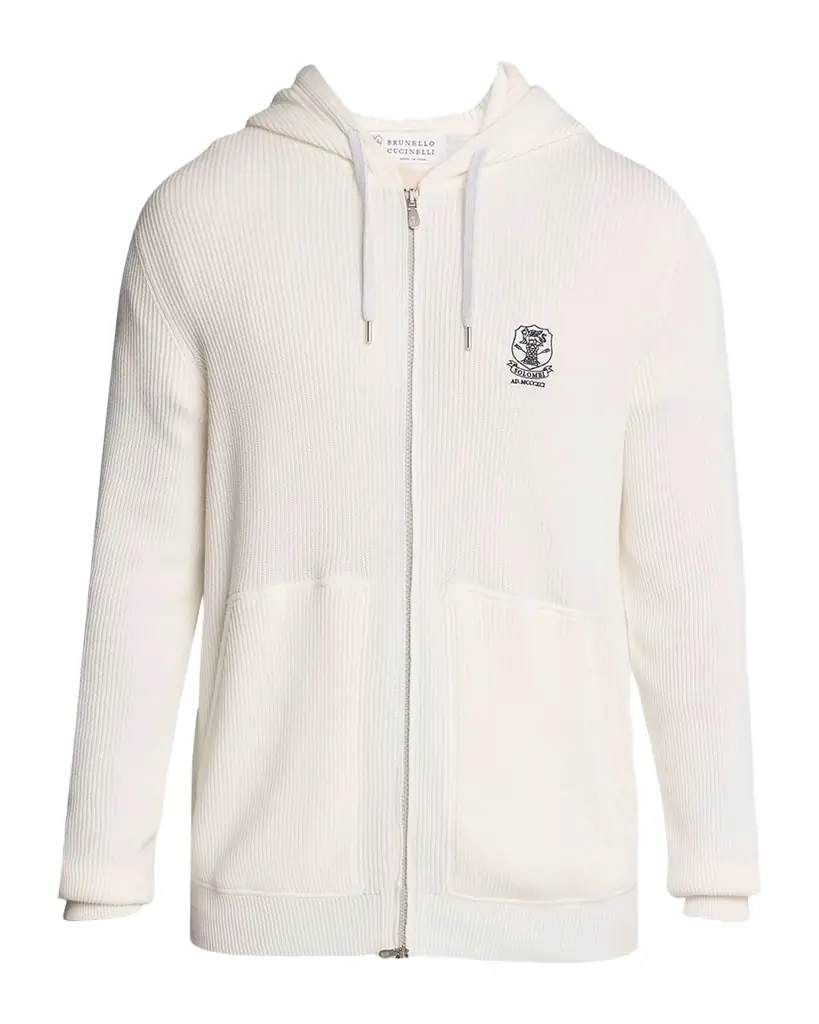 Brunello Cucinelli Men 's Logo Cotton Hoodie