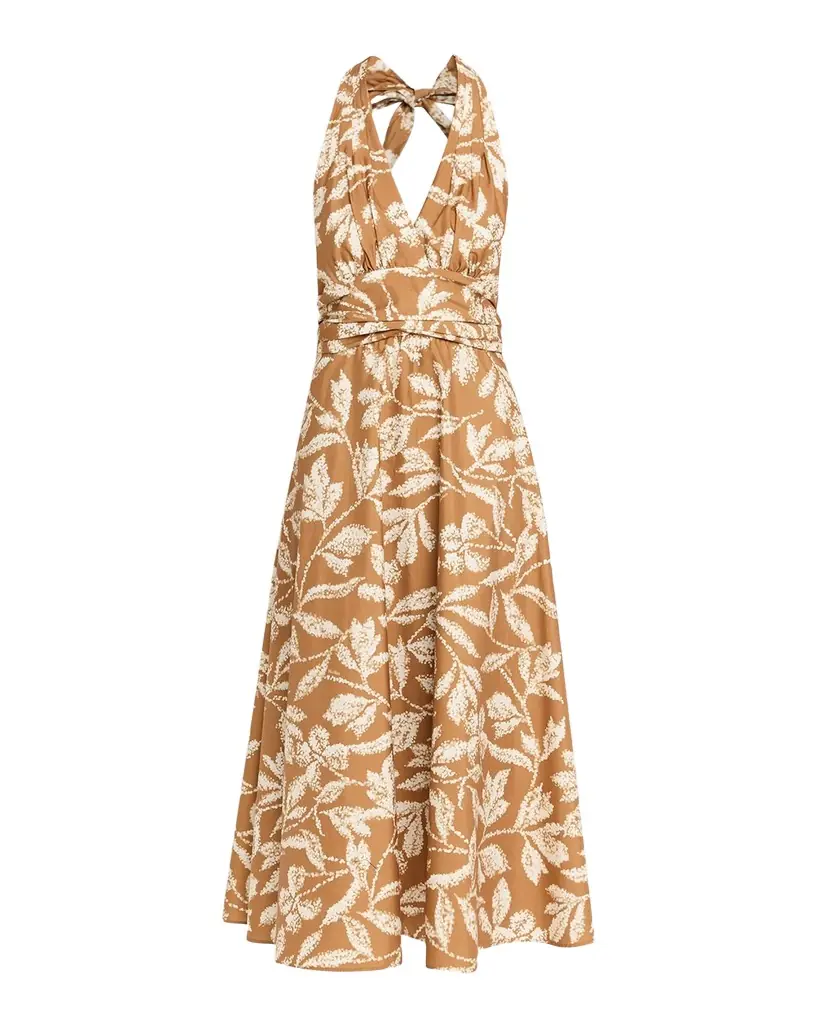 Max Mara Botanical-Print Halter Midi Dress