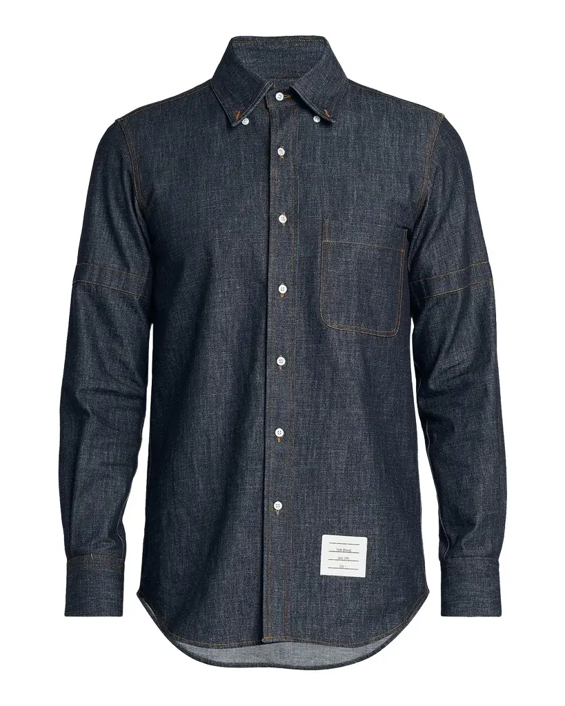 Thom Browne Men 's Selvedge Denim Button-Down Shirt