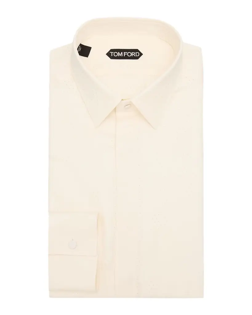TOM FORD Men 's Tonal Polka Dot Lyocell Dress Shirt