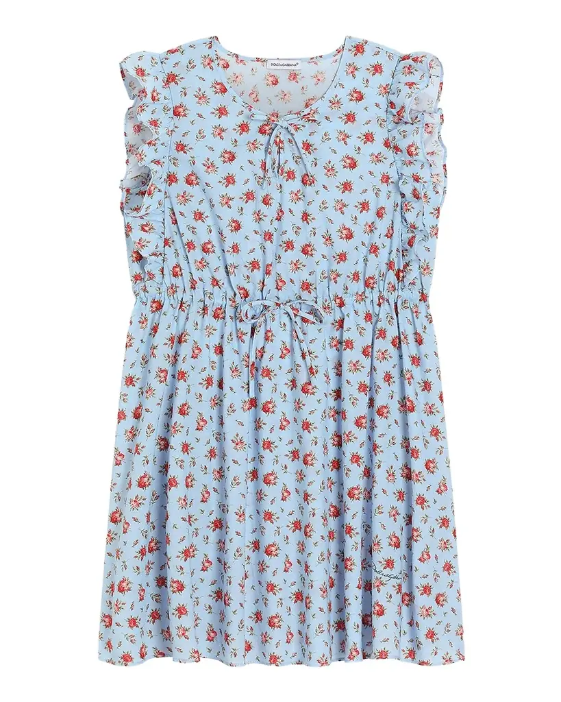 Dolce & Gabbana Girl 's Small Rose-Print Cotton Muslin Dress, -14