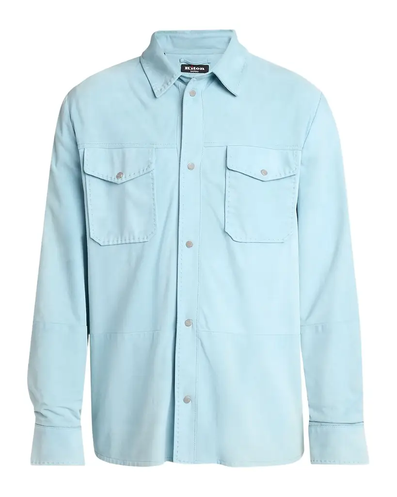 Kiton Men 's Suede Snap-Front Shirt