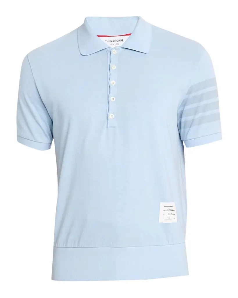 Thom Browne Men 's Garment Dyed Jersey 4-Bar Polo Shirt