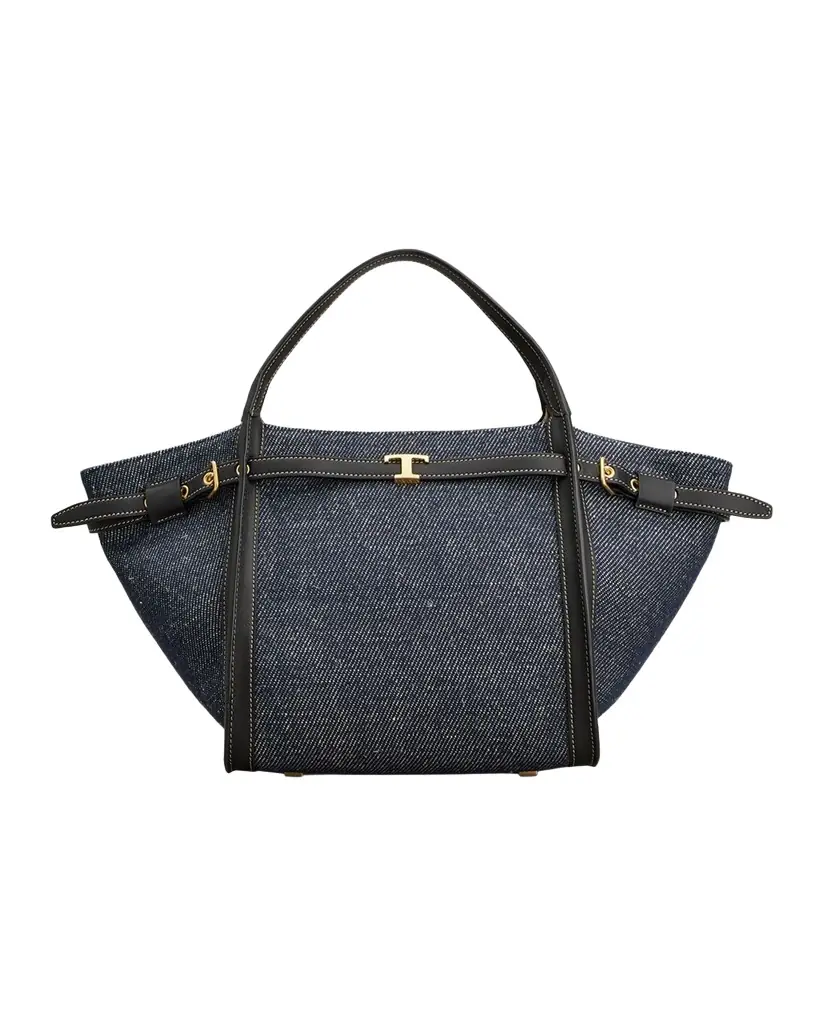 Tod 's Small Timeless T Belted Cotton Shopping Tote Bag