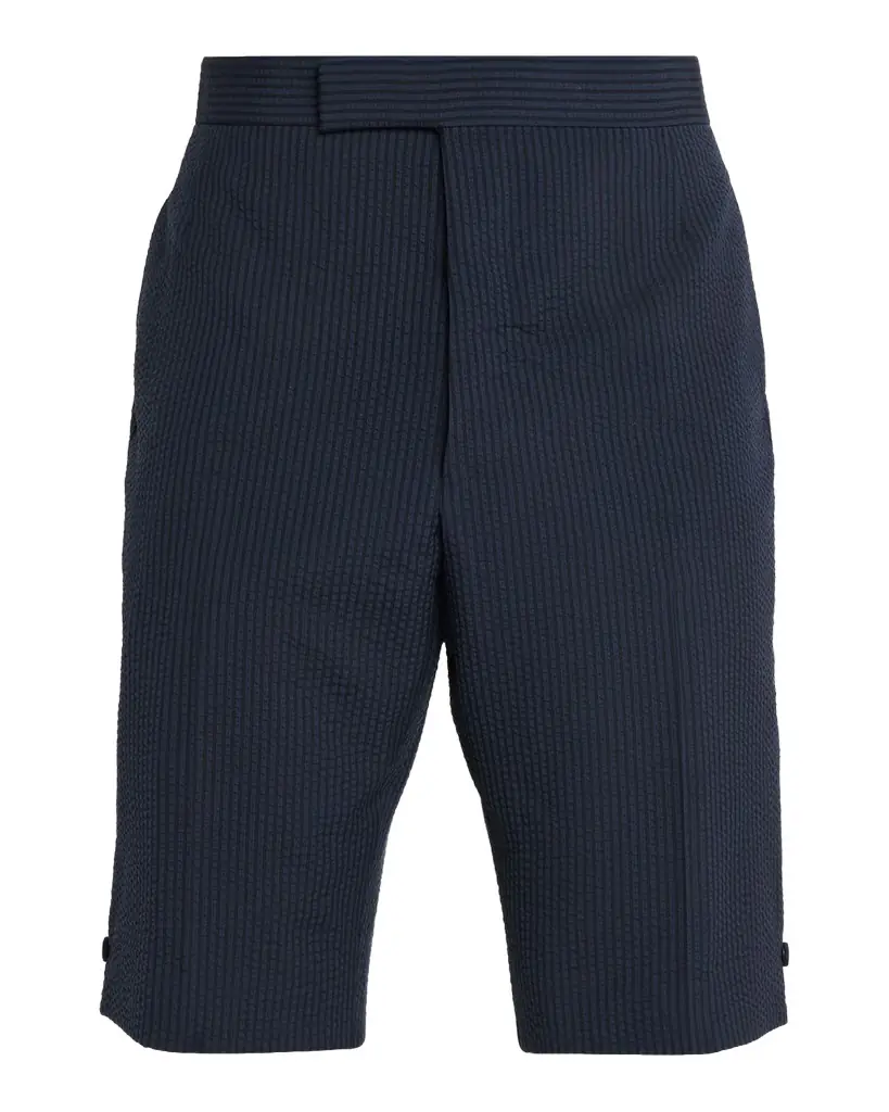 Thom Browne Men 's Fit 1 Backstrap Seersucker Shorts