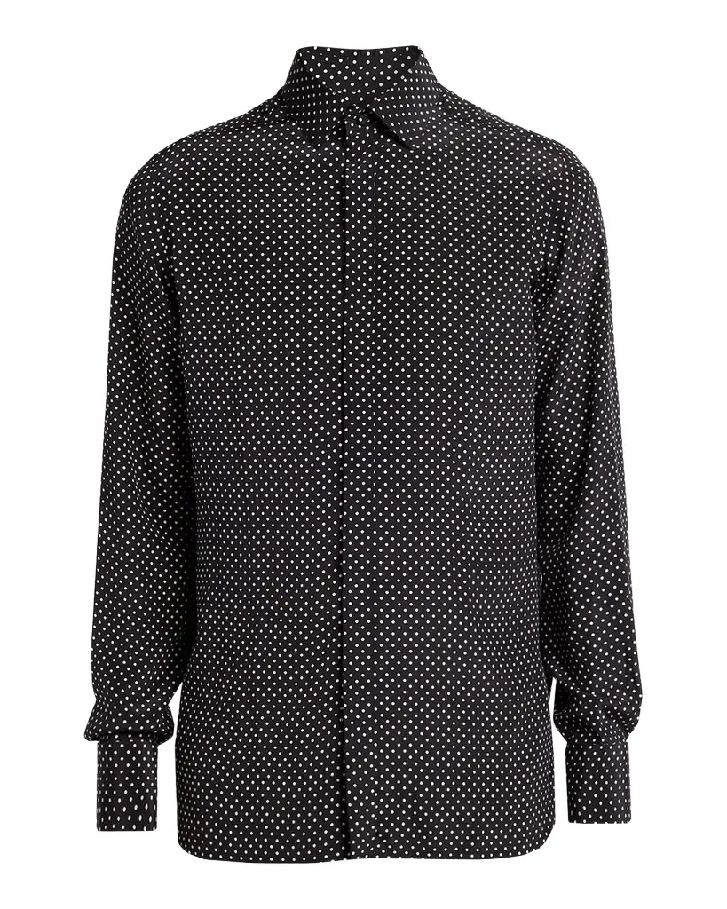 TOM FORD Men 's Lyocell Polka Dot French Cuff Sport Shirt