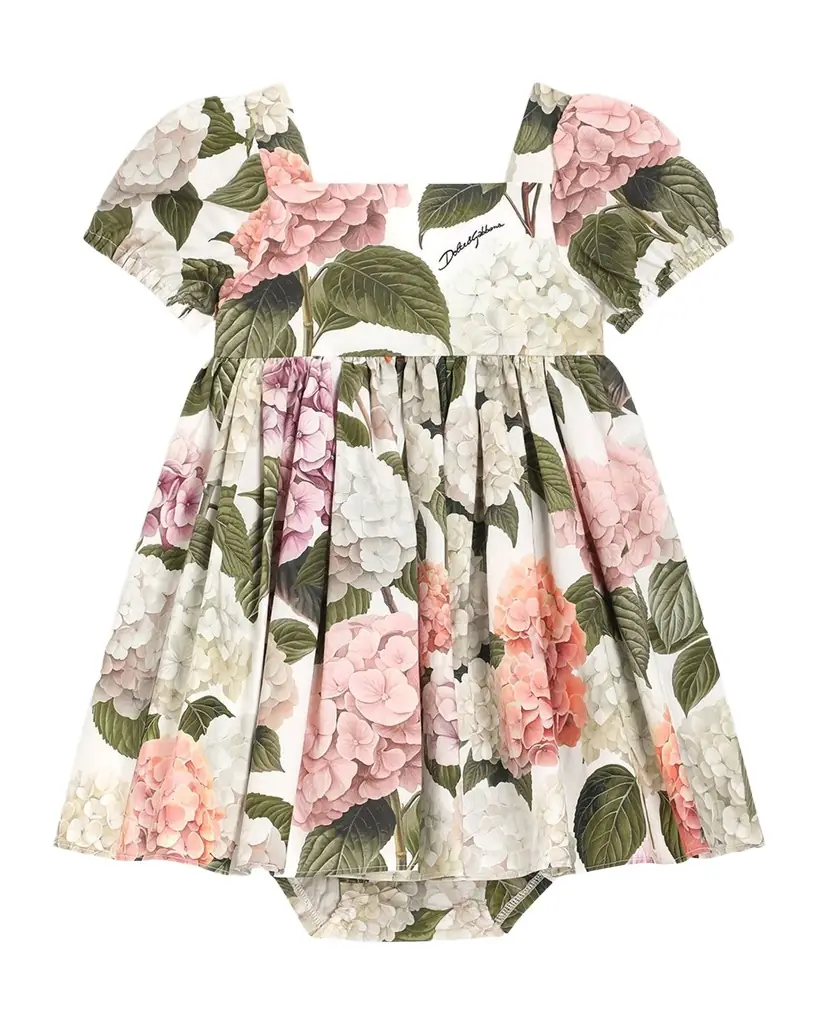 Dolce & Gabbana Girl 's Hydrangea-Print Dress & Bloomers Set, Size 3M-24M