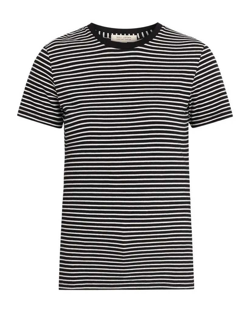 Nili Lotan Lana Striped Short-Sleeve Crewneck T-Shirt