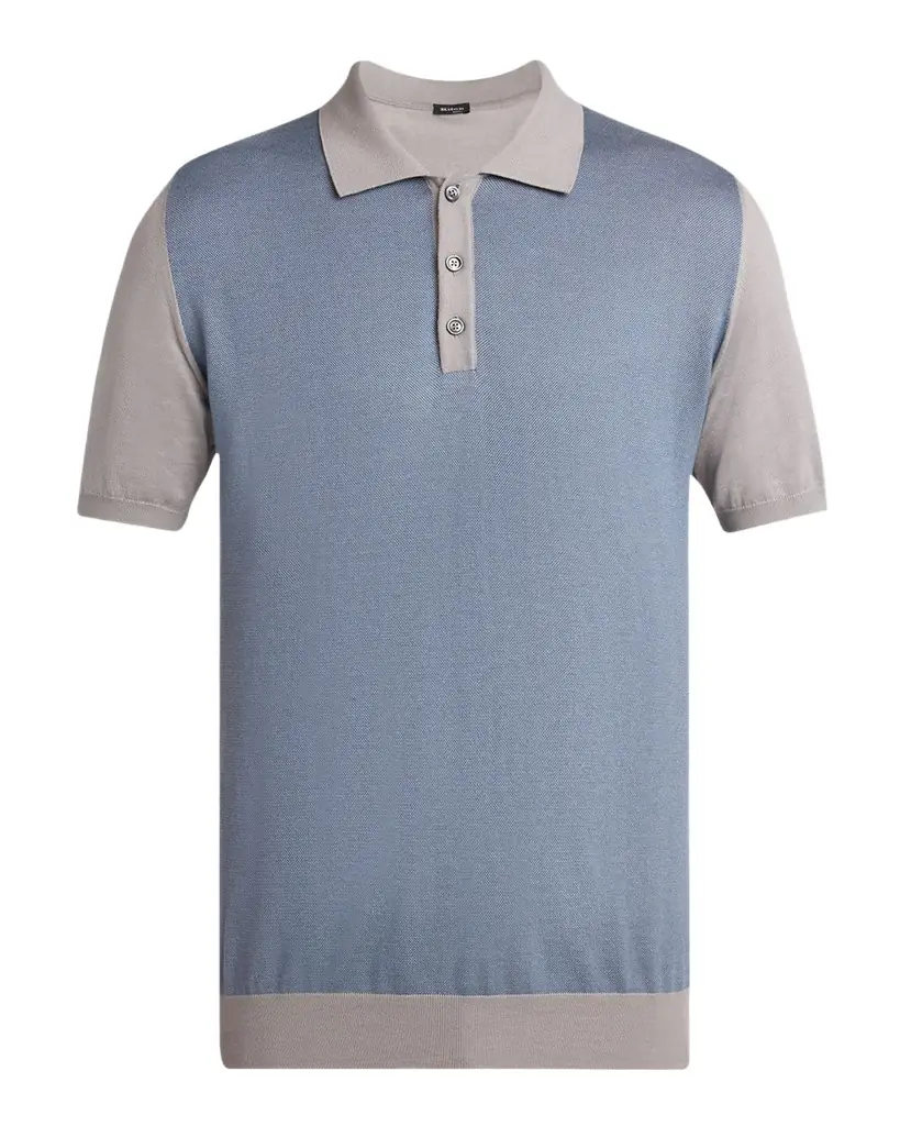 Kiton Men 's Cotton Knit Textured-Front Polo Shirt