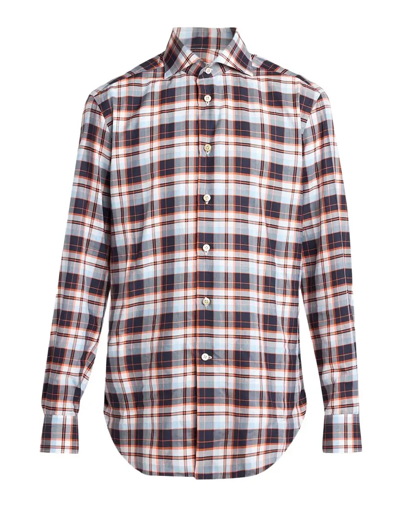 Kiton Men 's Check Cotton Button-Down Shirt