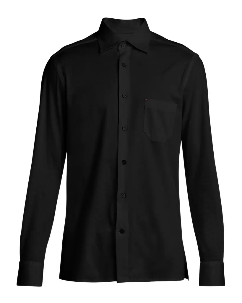 Kiton Men 's Cotton Jersey Pocket Button-Down Shirt