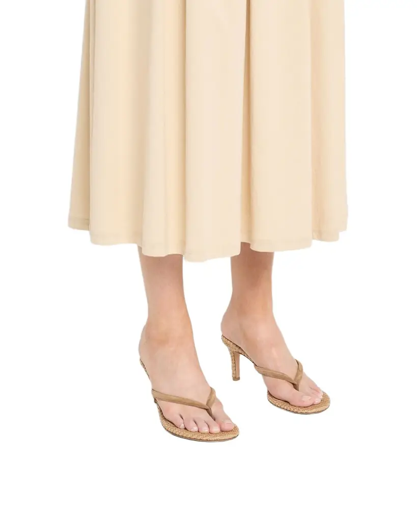 Gianvito Rossi Suede Raffia Heeled Thong Sandals