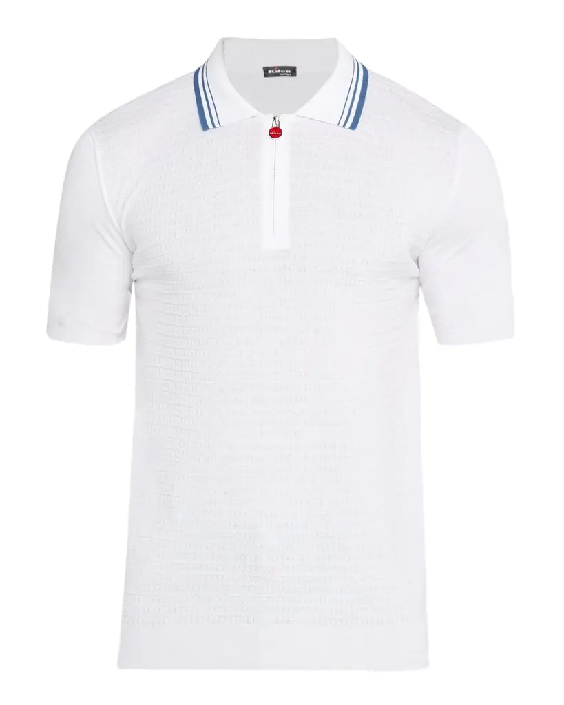 Kiton Men 's Half-Zip Cotton Textured Polo Sweater