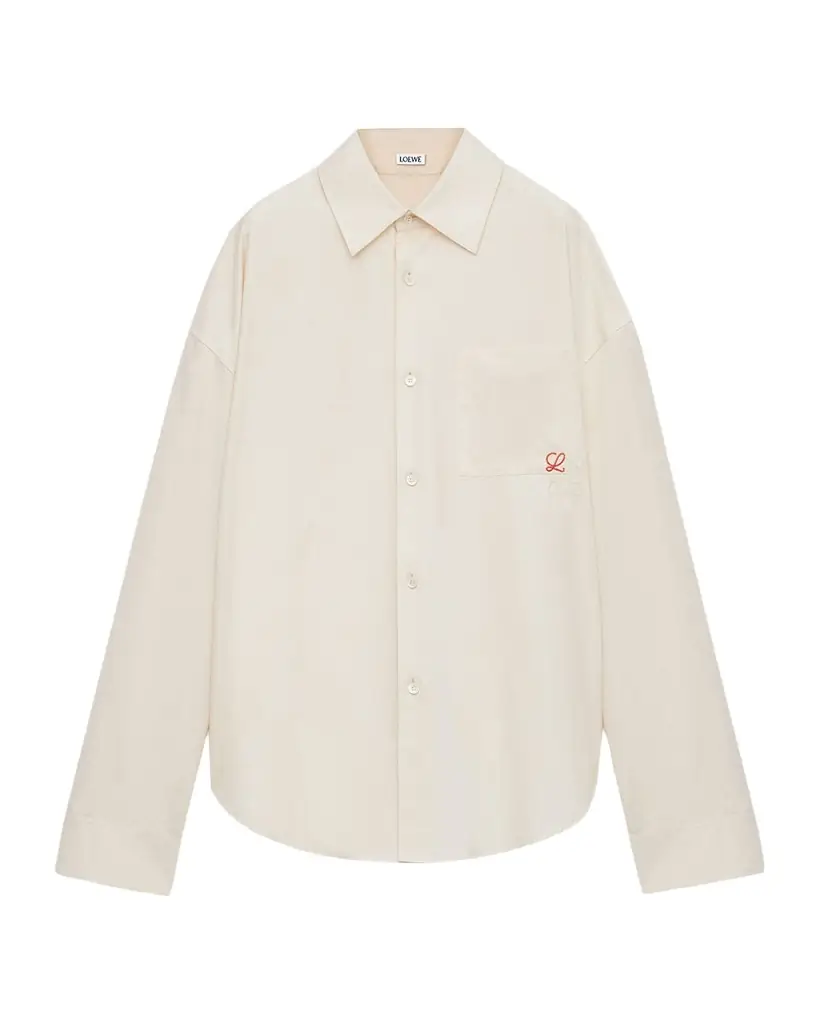 Loewe Men 's Embroidered Anagram Pocket Button-Down Shirt