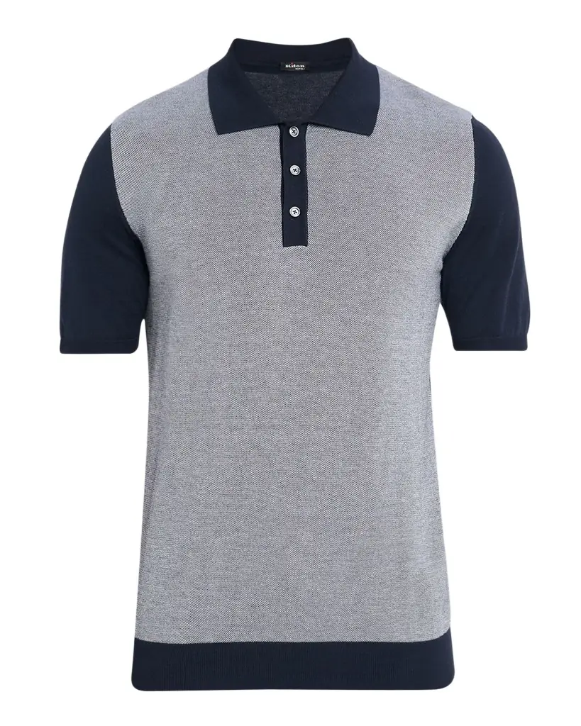 Kiton Men 's Cotton Textured-Front Knit Polo weater