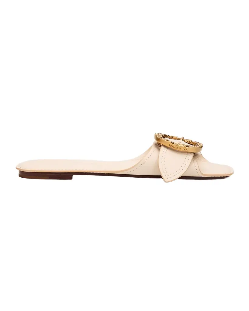 Zimmermann Solena Leather Flat Slide Sandals