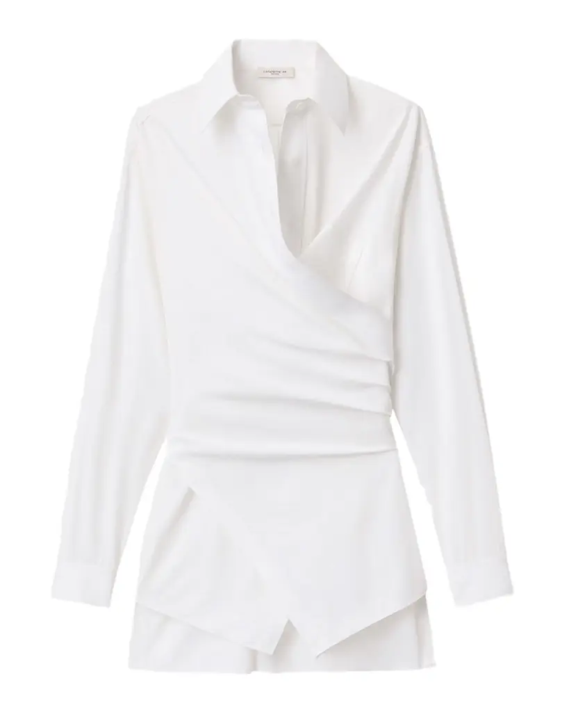 Lafayette 148 New York Convertible Long-Sleeve Poplin Shirt