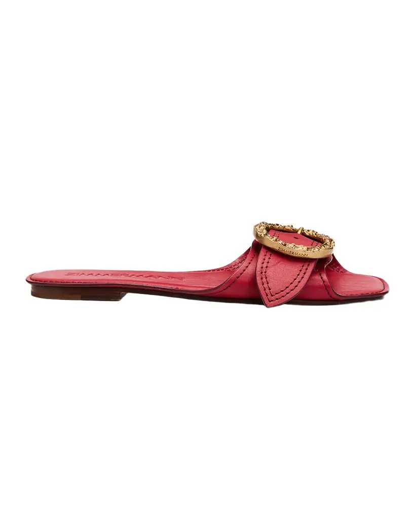 Zimmermann Solena Leather Flat Slide Sandals
