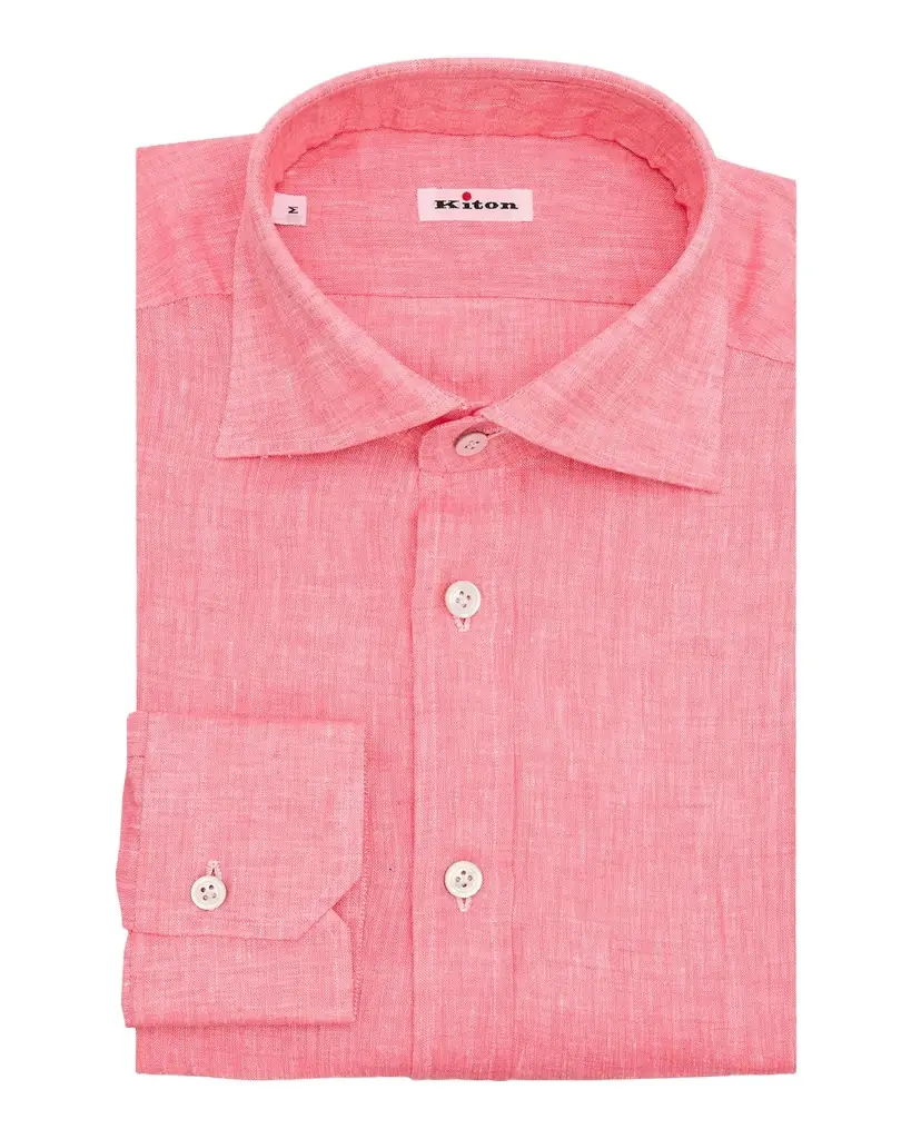 Kiton Men 's Linen Button-Down Shirt