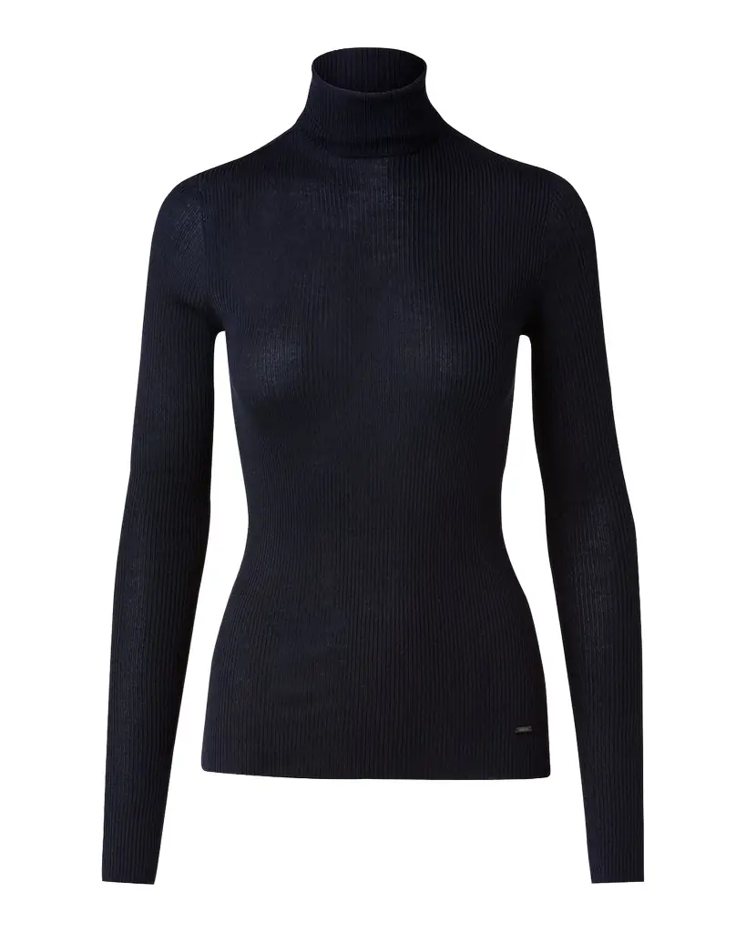 Akris Cashmere-Silk Fine Ribbed Knit Pullover