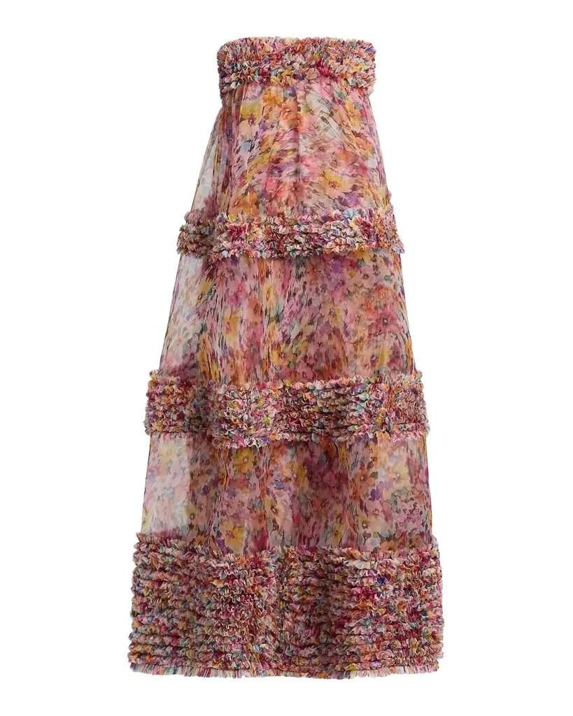 Zimmermann Luna Ruffle Bandeau Gown