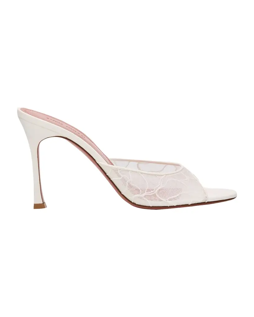 Amina Muaddi Alexa Lace Stiletto Mule Sandals