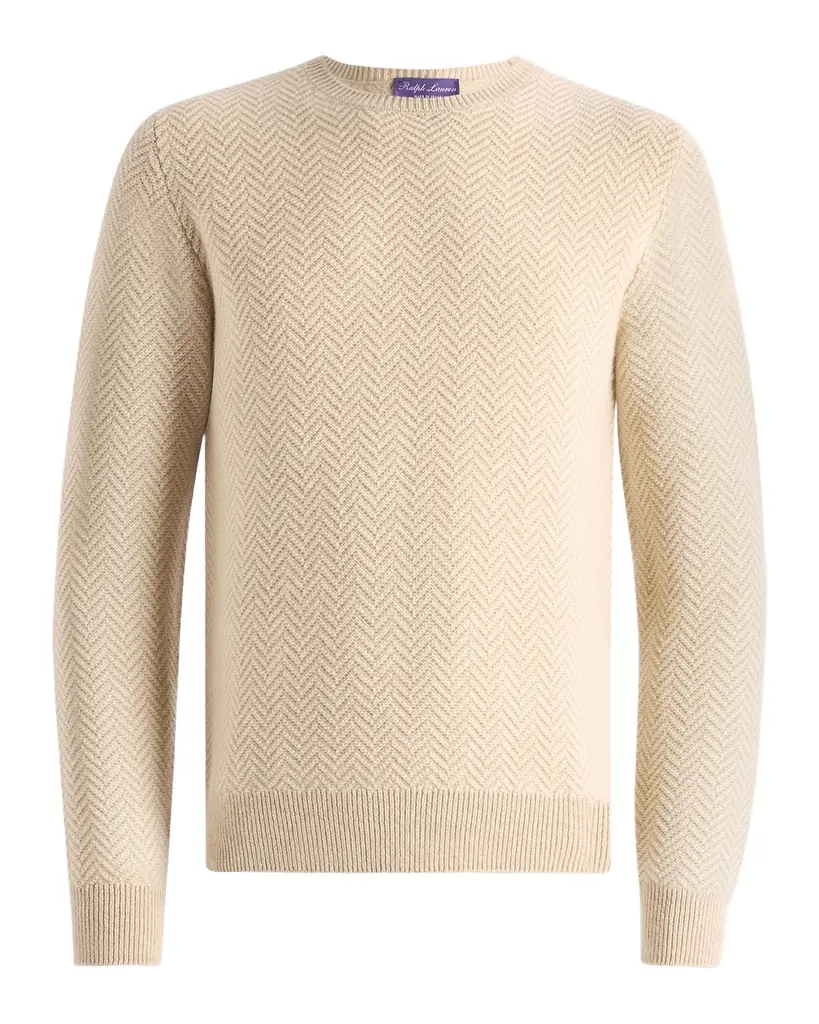 Ralph Lauren Purple Label Textured Herringbone Cashmere Sweater