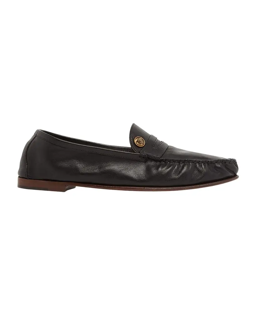 Versace Men 's Medusa Leather Moc-Toe Loafers