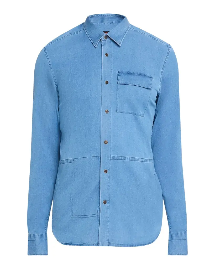 Kiton Men 's Denim Snap-Button Shirt