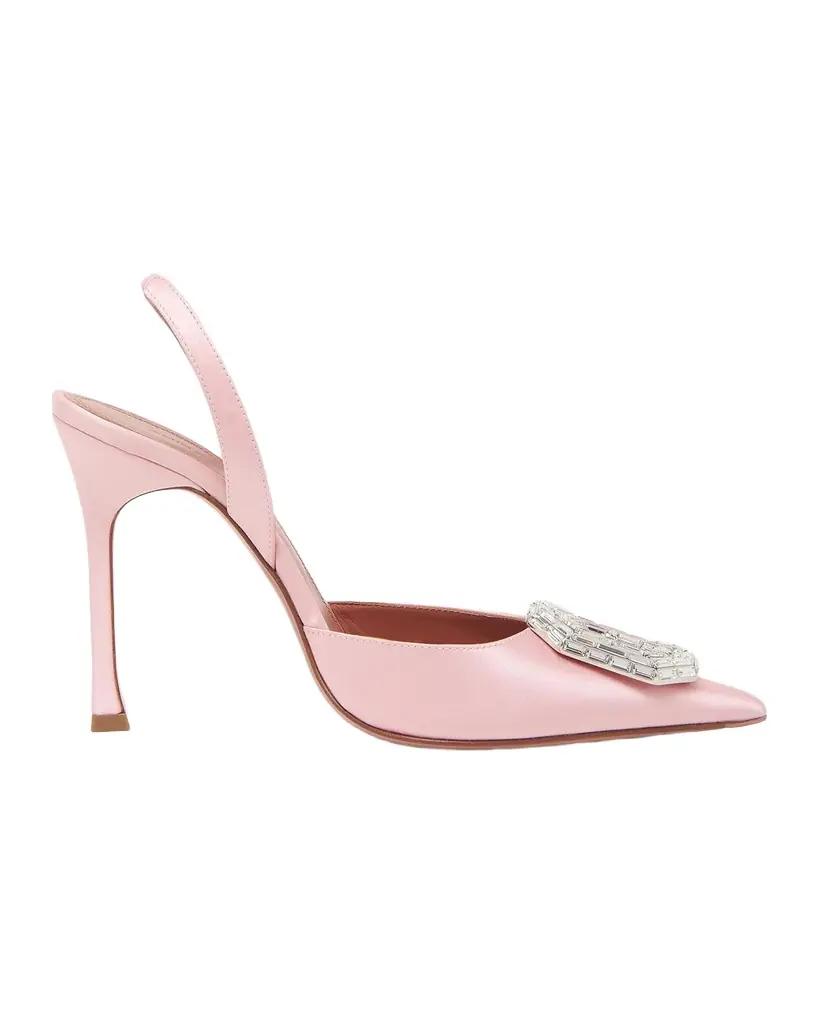 Amina Muaddi Camelia 105mm Satin Slingback Pumps