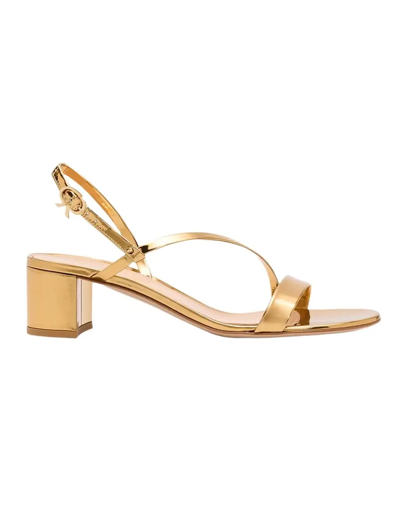 Gianvito Rossi 45mm Betsy Metallic Leather Sandals