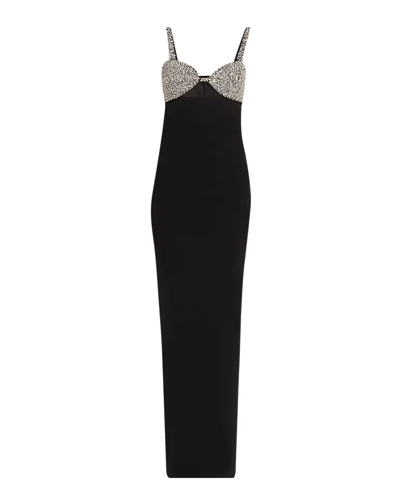 The New Arrivals by Ilkyaz Ozel Lux Crystal-Embellished Cutout Column Gown