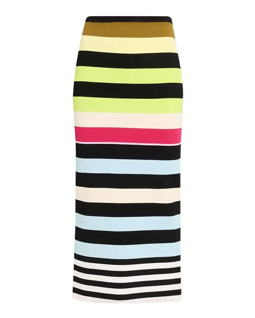 CHRISTOPHER JOHN ROGERS Striped Knit Body-Con Midi Skirt