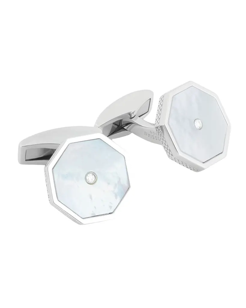 Tateossian Men 's Mother-Of-Pearl London Eye Cufflinks with Diamonds