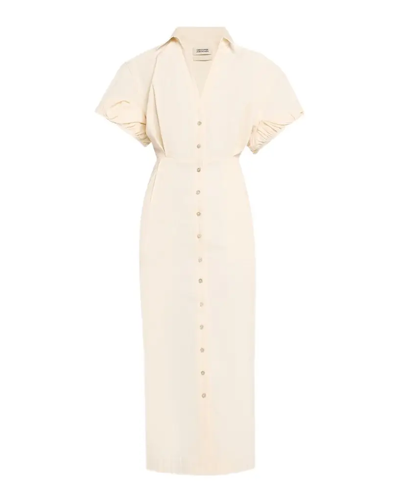 CHRISTOPHER JOHN ROGERS Rolled Short-Sleeve Midi Shirtdress