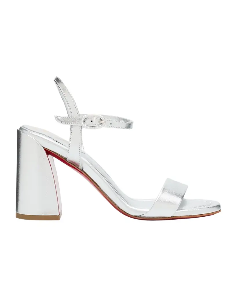 Christian Louboutin 85mm Jane Metallic Leather Ankle-Strap Sandals