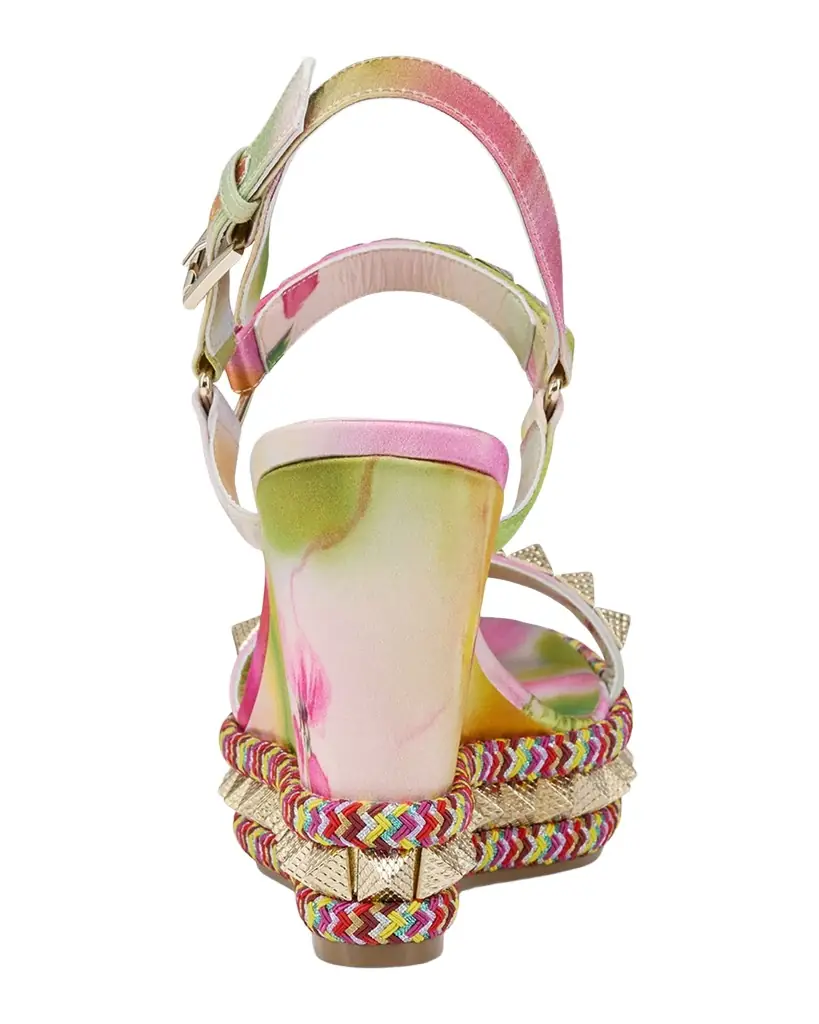 Christian Louboutin 110mm Pyra Clou Satin Spike Wedge Sandals