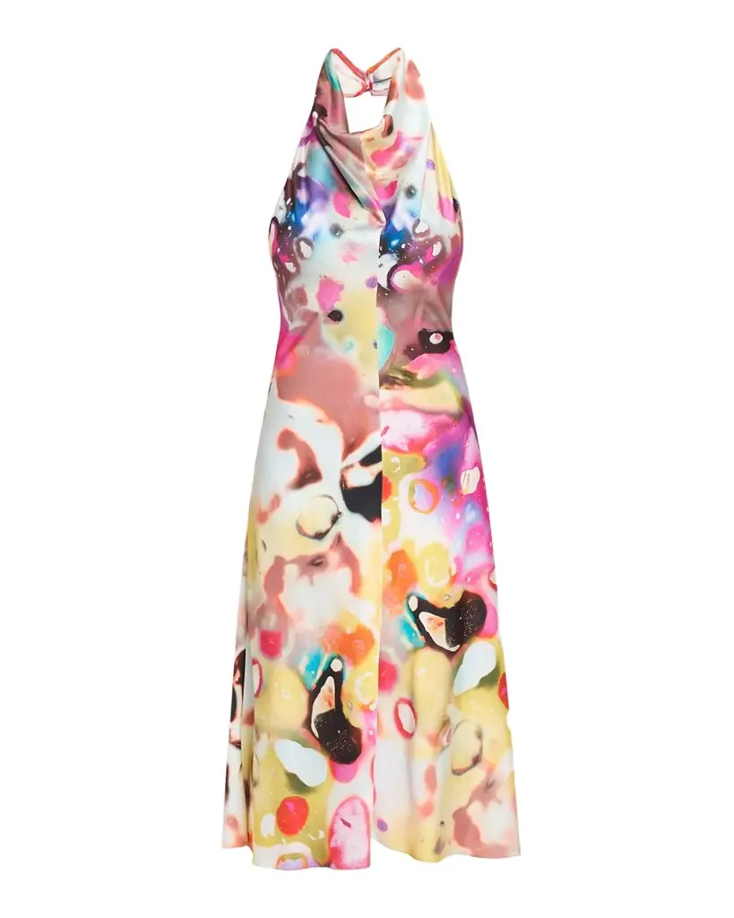 CHRISTOPHER JOHN ROGERS Moonshine Cowl Halter Midi Dress