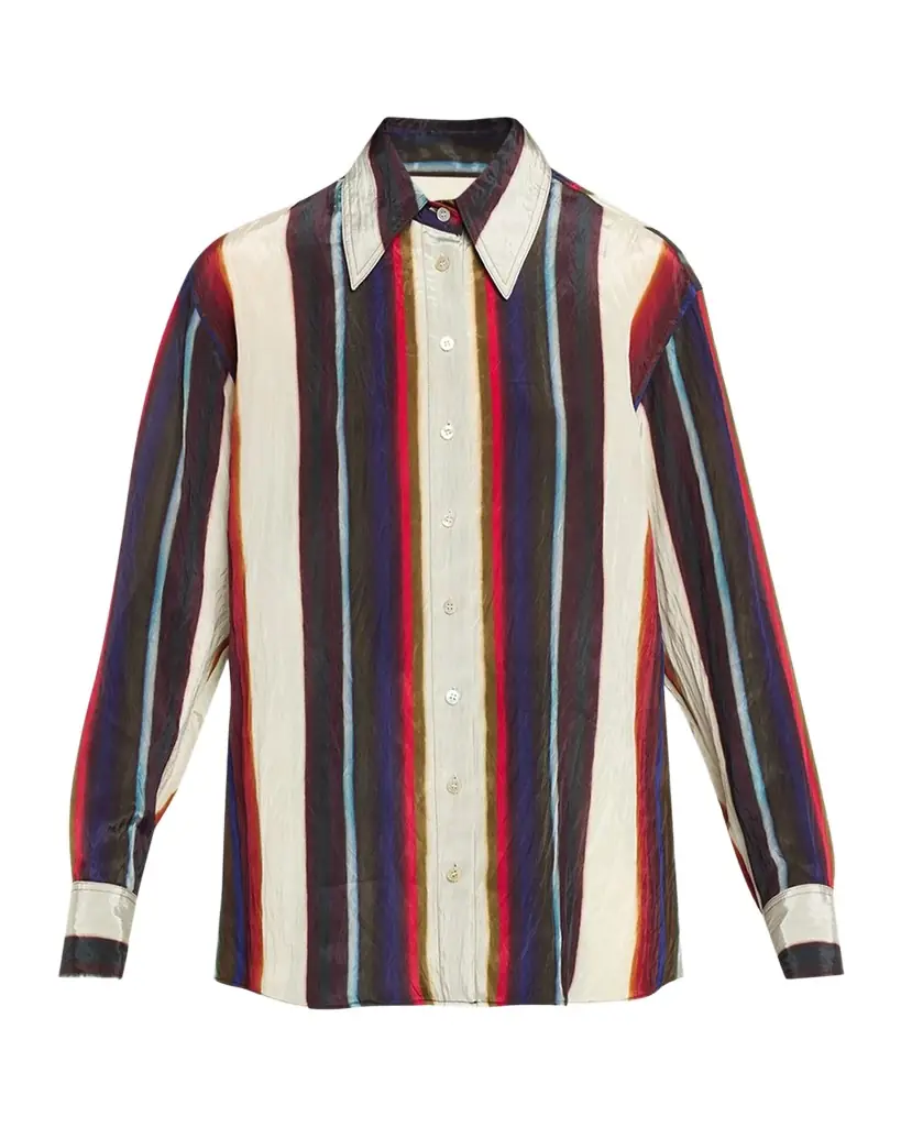 CHRISTOPHER JOHN ROGERS Morris Striped Satin Button-Down Shirt