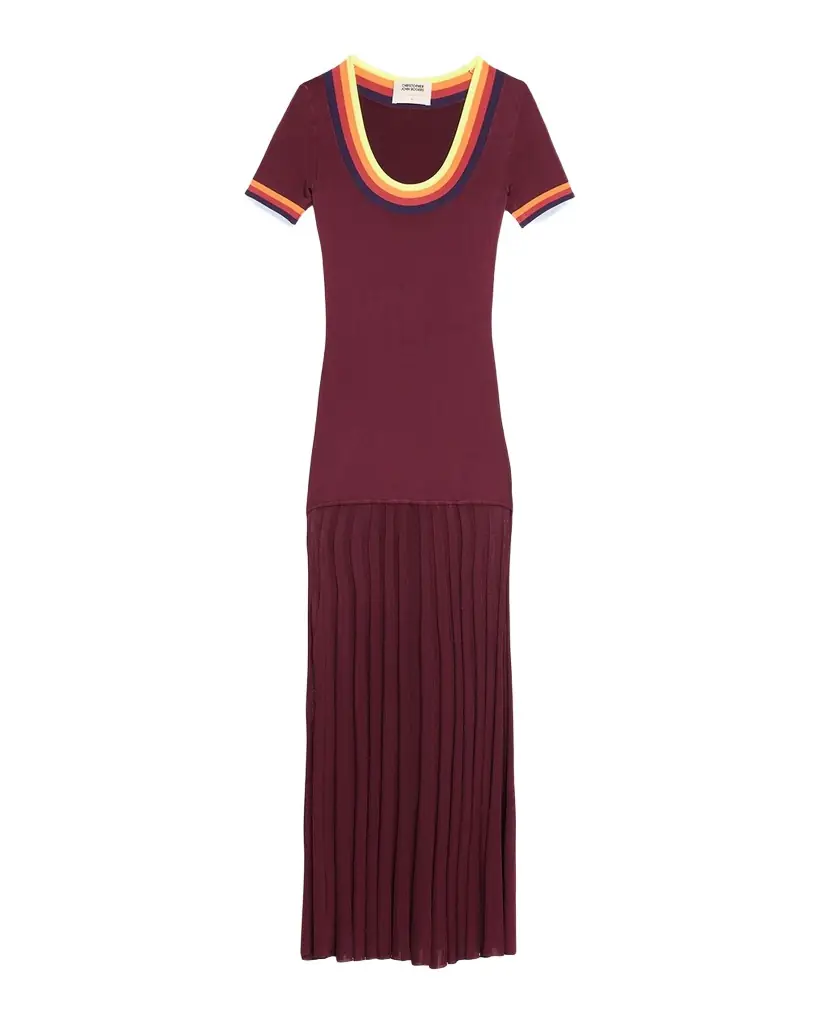 CHRISTOPHER JOHN ROGERS Saucer Neck Short-Sleeve Maxi Dress