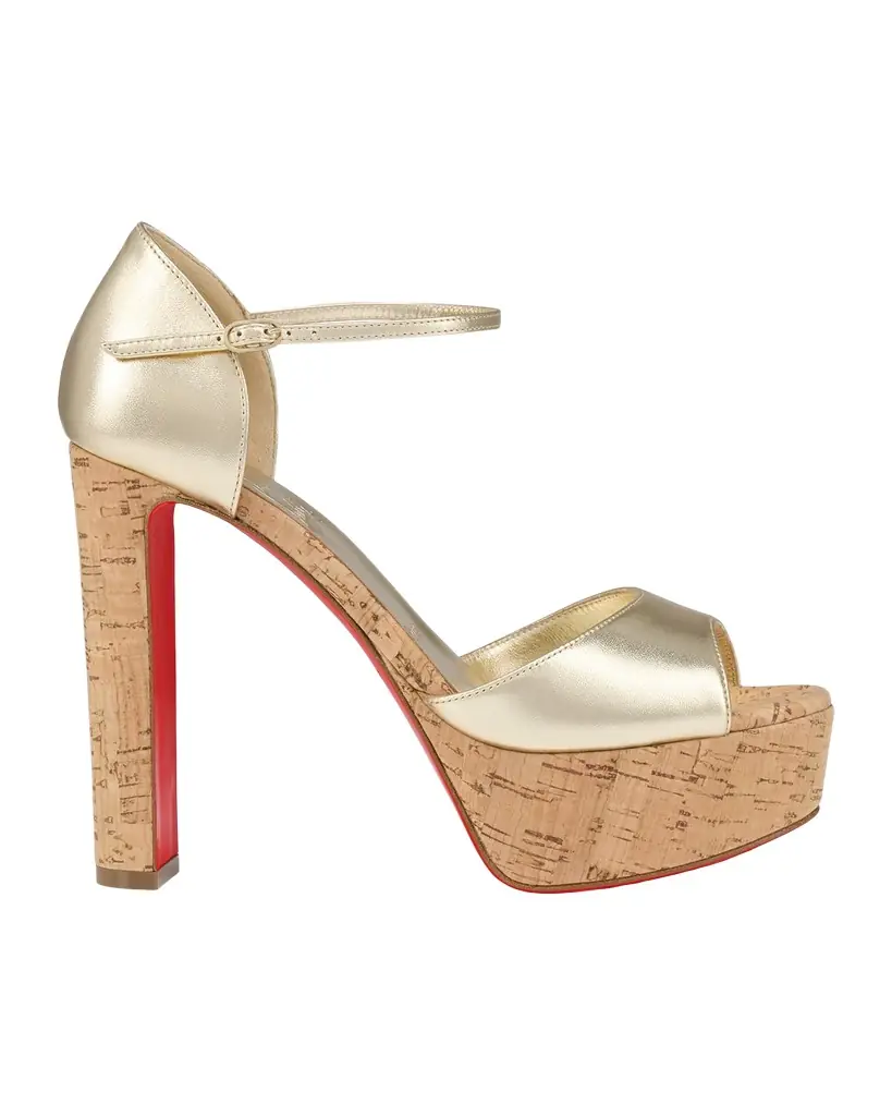 Christian Louboutin 130mm Sandaloo Metallic Leather Platform Sandals