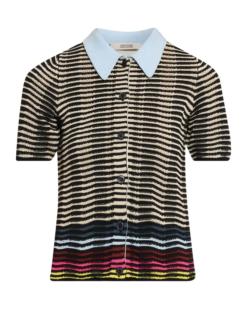 CHRISTOPHER JOHN ROGERS Wave Knit Short-Sleeve Polo Shirt