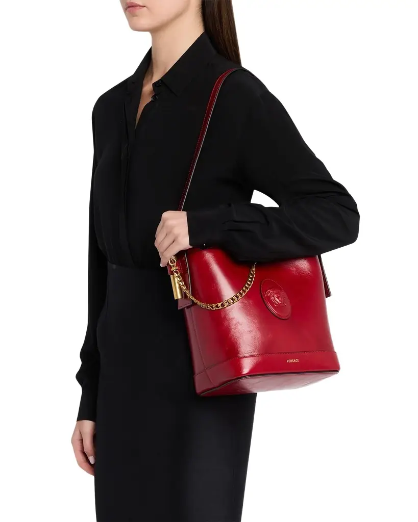 Versace Medusa Leather Bucket Bag