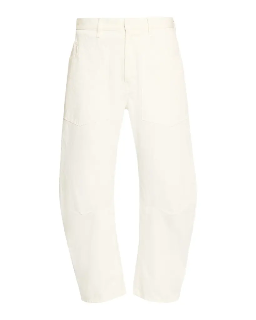 Nili Lotan Shon Herringbone Barrel-Leg Ankle Pants
